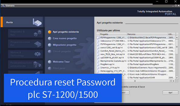 Plc S7-1200 come resettare la Password